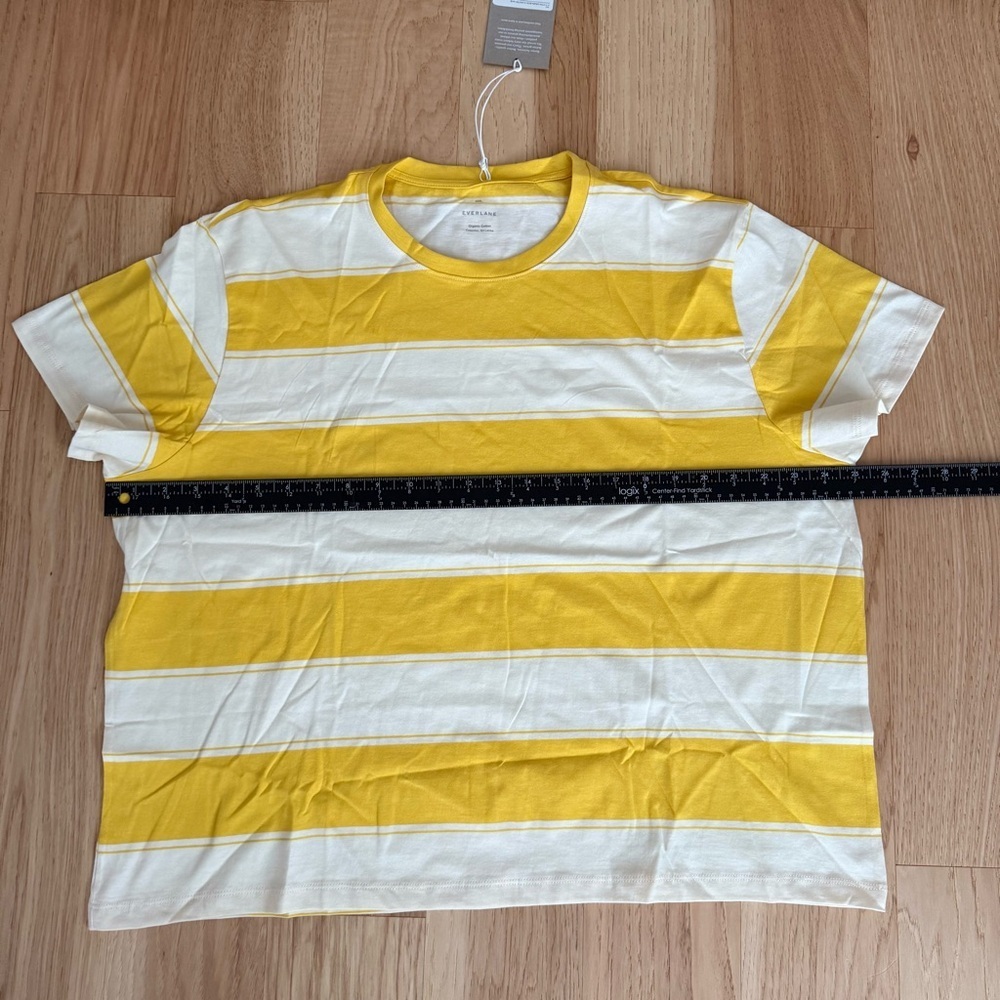 Everlane Yellow and Cream Striped Boxy Tee Organic Cotton Size XXXL - Picture 5 of 10